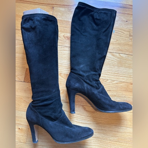 Vero Cuoio Shoes - Vero Cuoio Suede Black Knee High Heeled Boots
